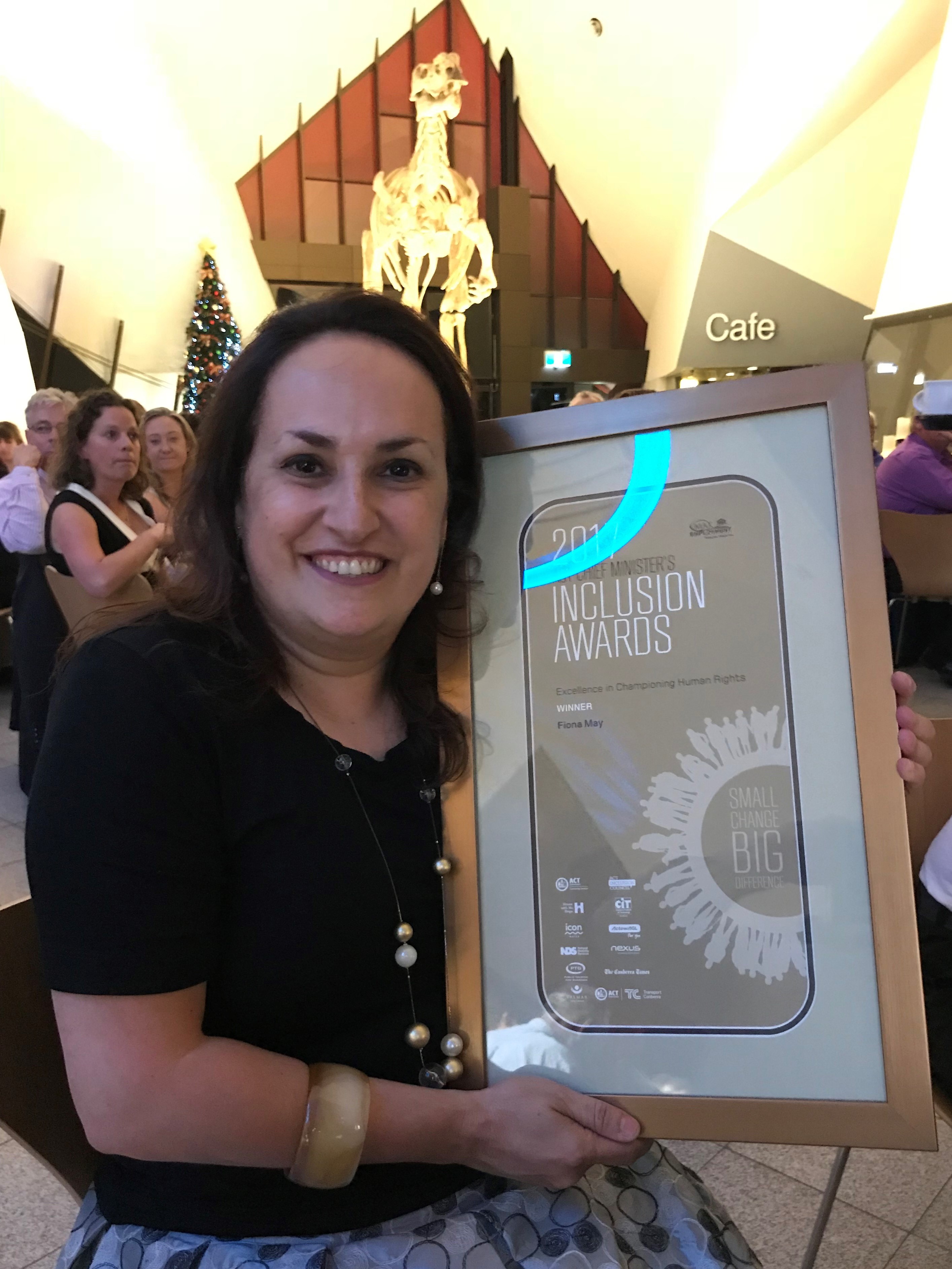 Deputy CEO Sonia Di Mezza accepted the award on Fiona's behalf.